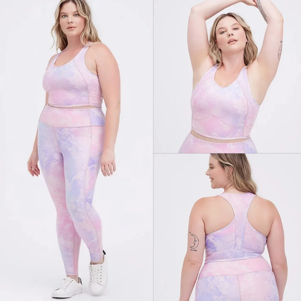 Torrid Longline Sports Bra Performance Core Pink/Purple Shine BNWT Size 1 & 2